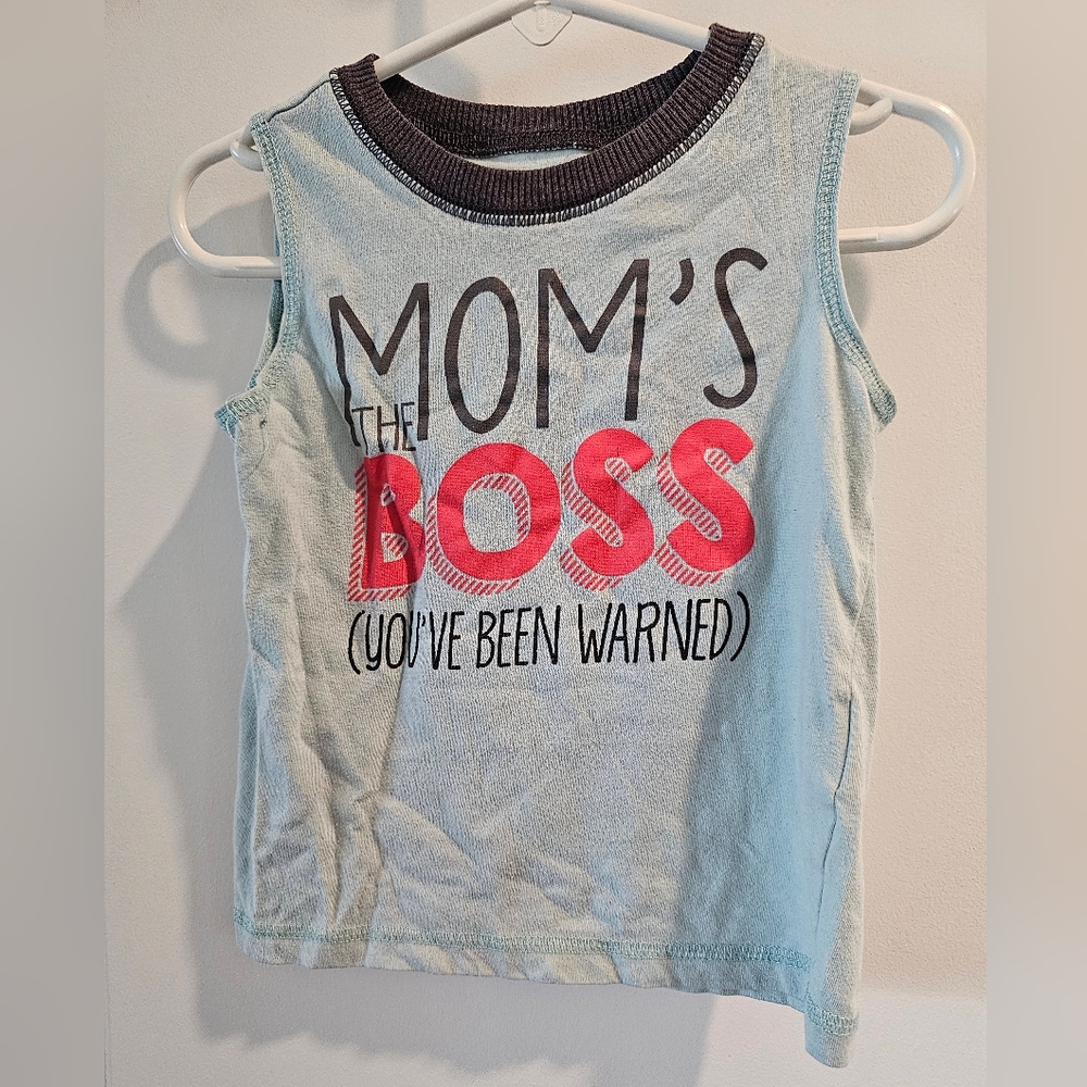 2T Blue Kids Tank Top Bold Graphic Design MOMS THE BOSS YOUVE BEEN WARNED Casual